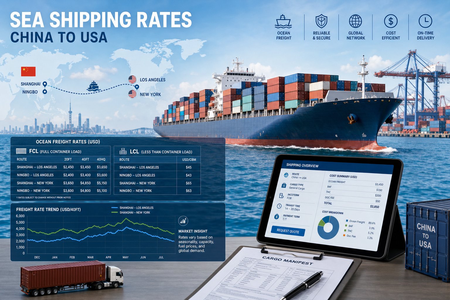 Sea Shipping Rates China to USA